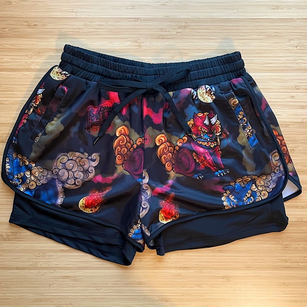 Lion Dog Unisex Adjustable Double Layered Lounge Shorts